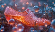 a pink shoe with bubbles