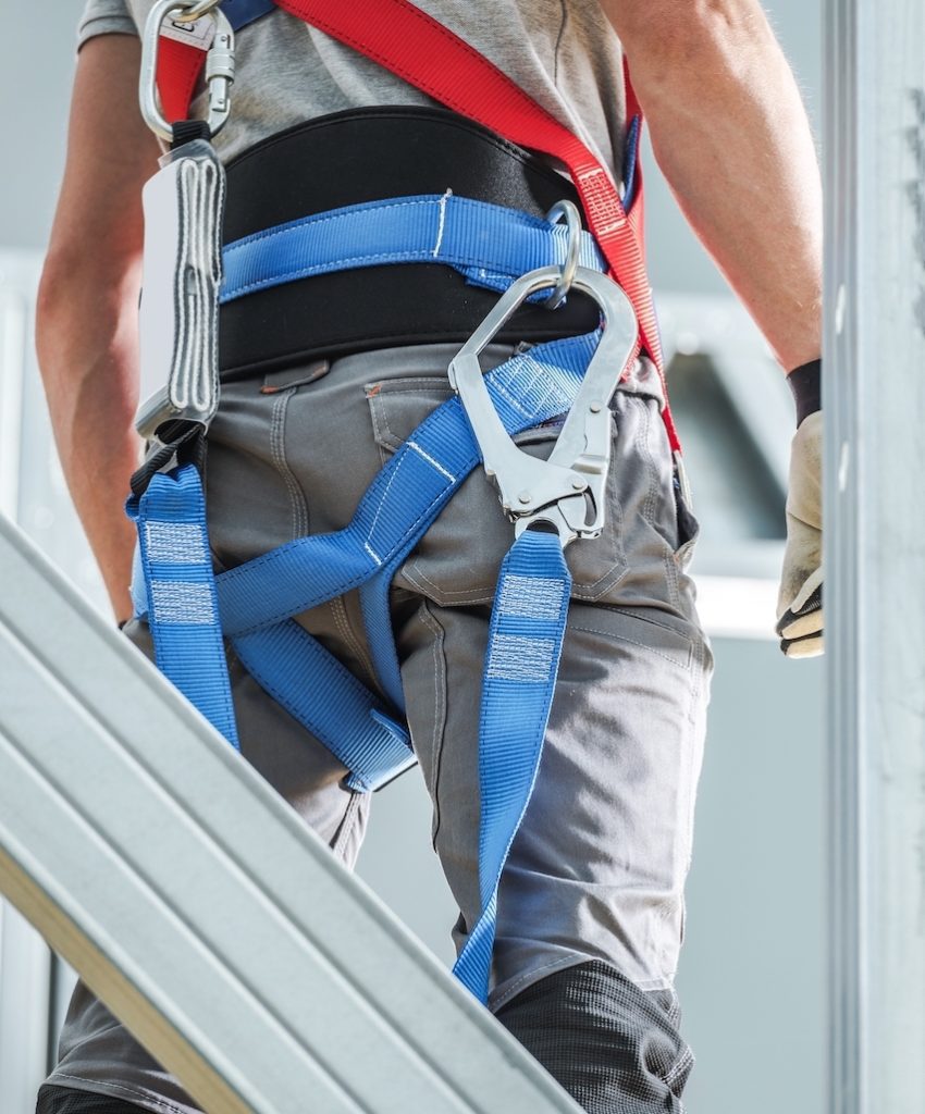 a man wearing a safety harness