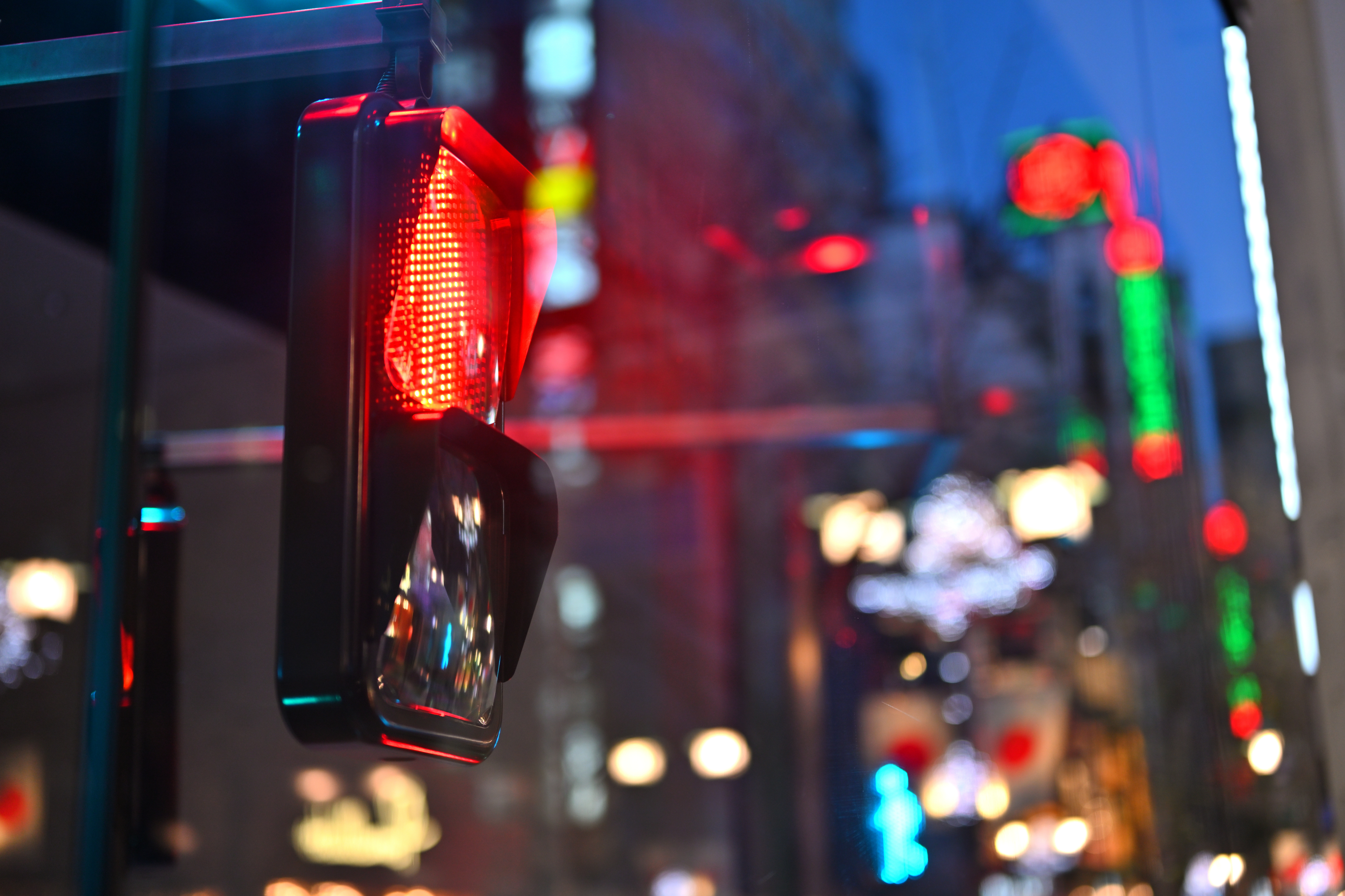 a traffic light with a red light