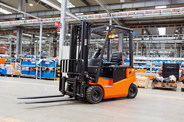 a forklift in a warehouse