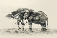 an elephant standing in a field