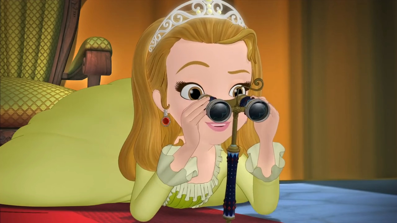 cartoon of a princess looking through binoculars