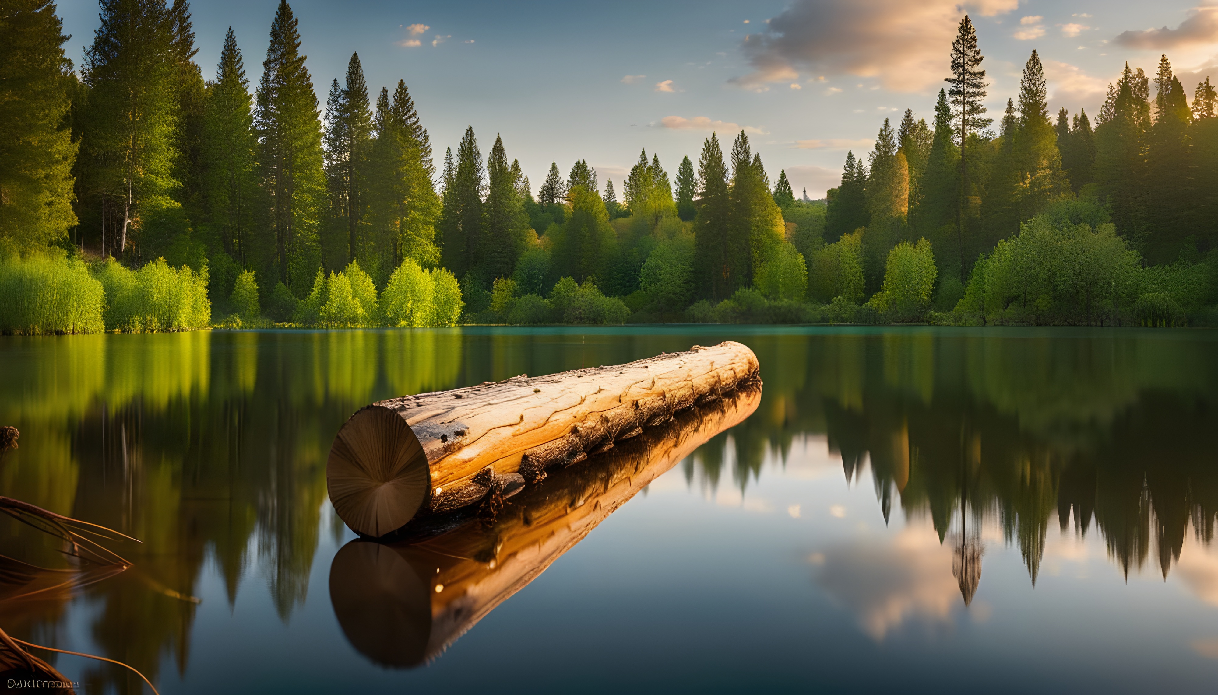 a log floating in the water