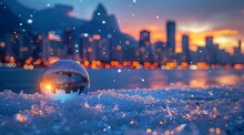 a glass ball in the snow