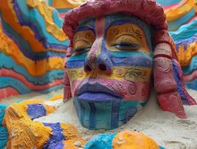 a colorful statue of a person