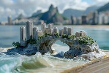 a model of a city on a rock