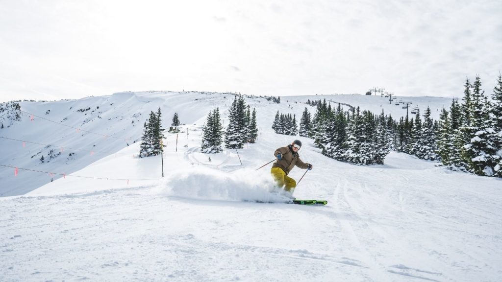 a person skiing down a slope