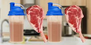 a group of meat and protein shakers
