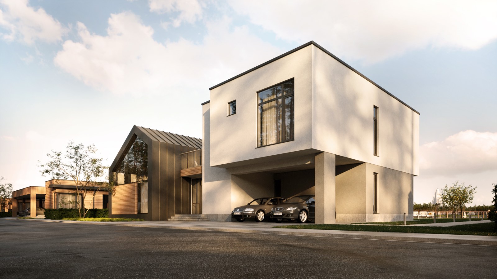 a house with cars parked in front of it