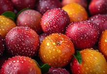 a group of red and yellow apples