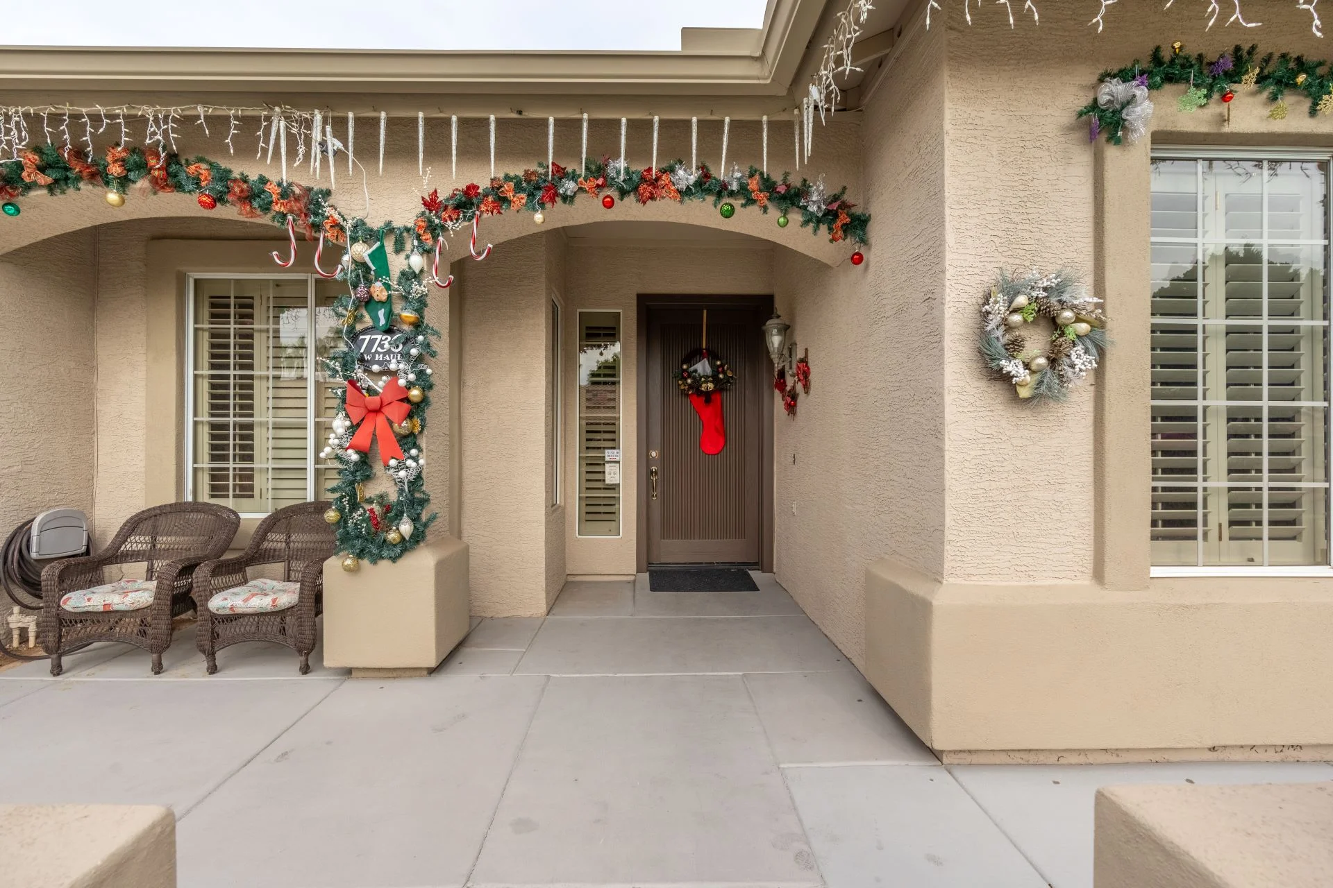 a house with christmas decorations