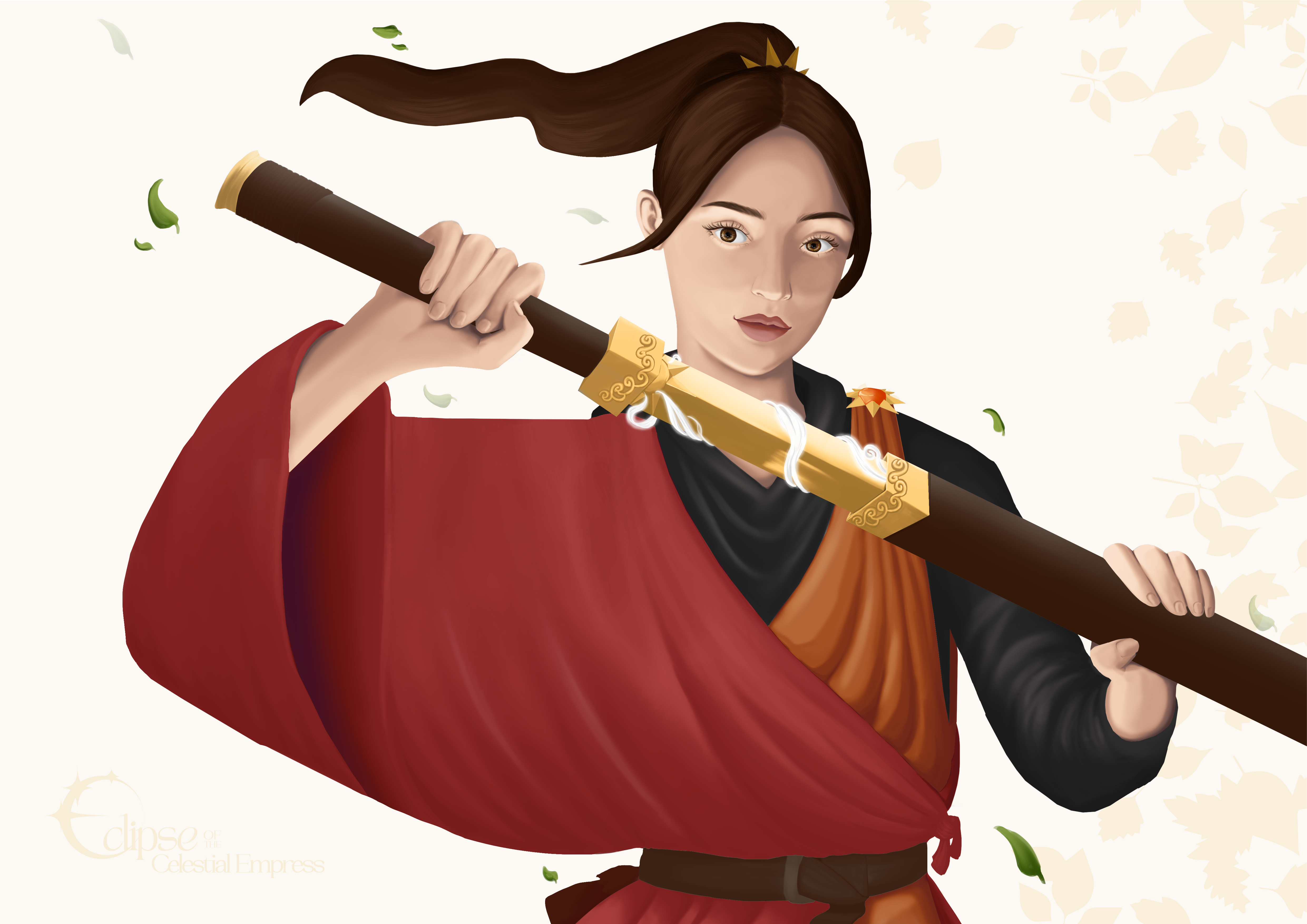 a cartoon of a woman holding a sword