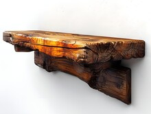 a wooden shelf on a wall