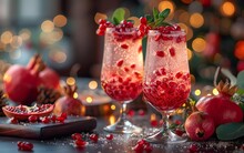 two glasses with red liquid and fruit