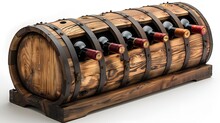 a wooden wine rack with bottles of wine