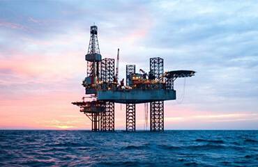 a oil rig in the ocean