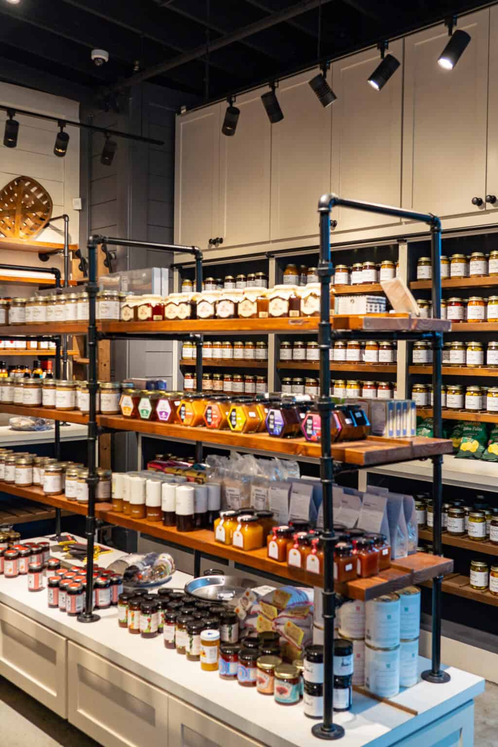 shelves with jars and containers