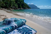 a towel on a beach