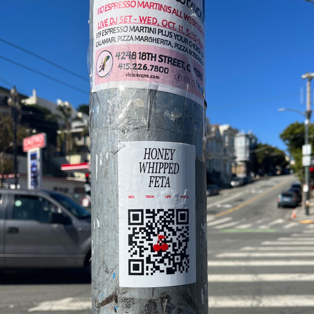 a pole with a qr code on it