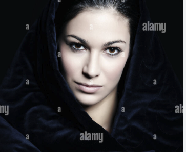 a woman with a black hood