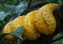 a yellow fruit on a tree