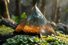 a pyramid shaped object in the grass