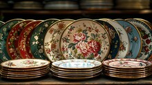 a group of plates and bowls