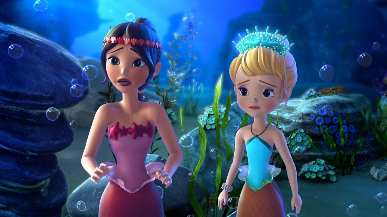 a cartoon of a mermaid and a princess