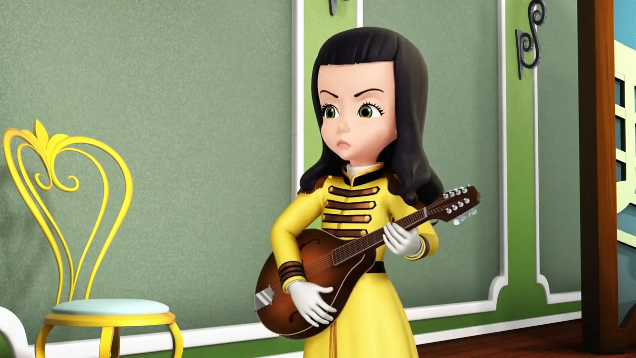 a cartoon character holding a mandolin