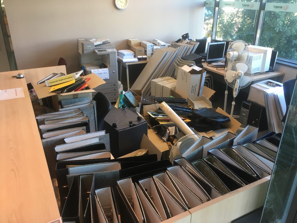 a room full of office supplies