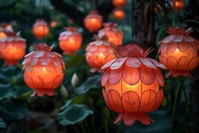 a group of lanterns from a tree