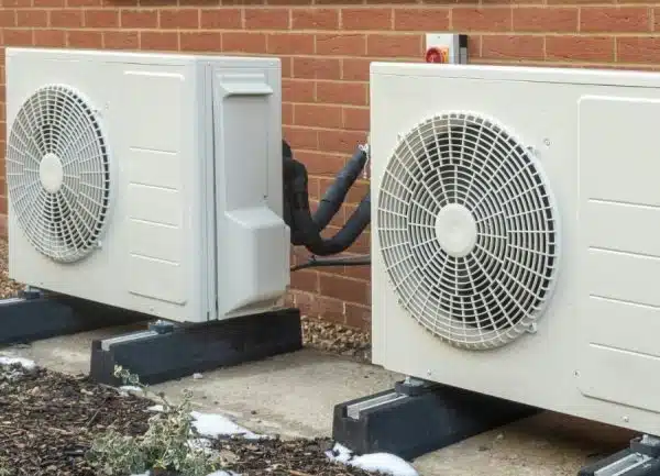 a couple of white air conditioning units