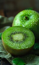 a kiwi fruit cut in half