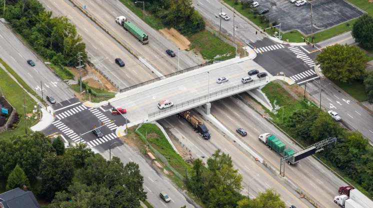 a bridge over a road