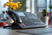 a telephone on a desk