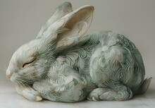 a white rabbit with a pattern on its body