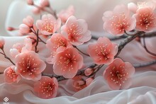 a branch with pink flowers