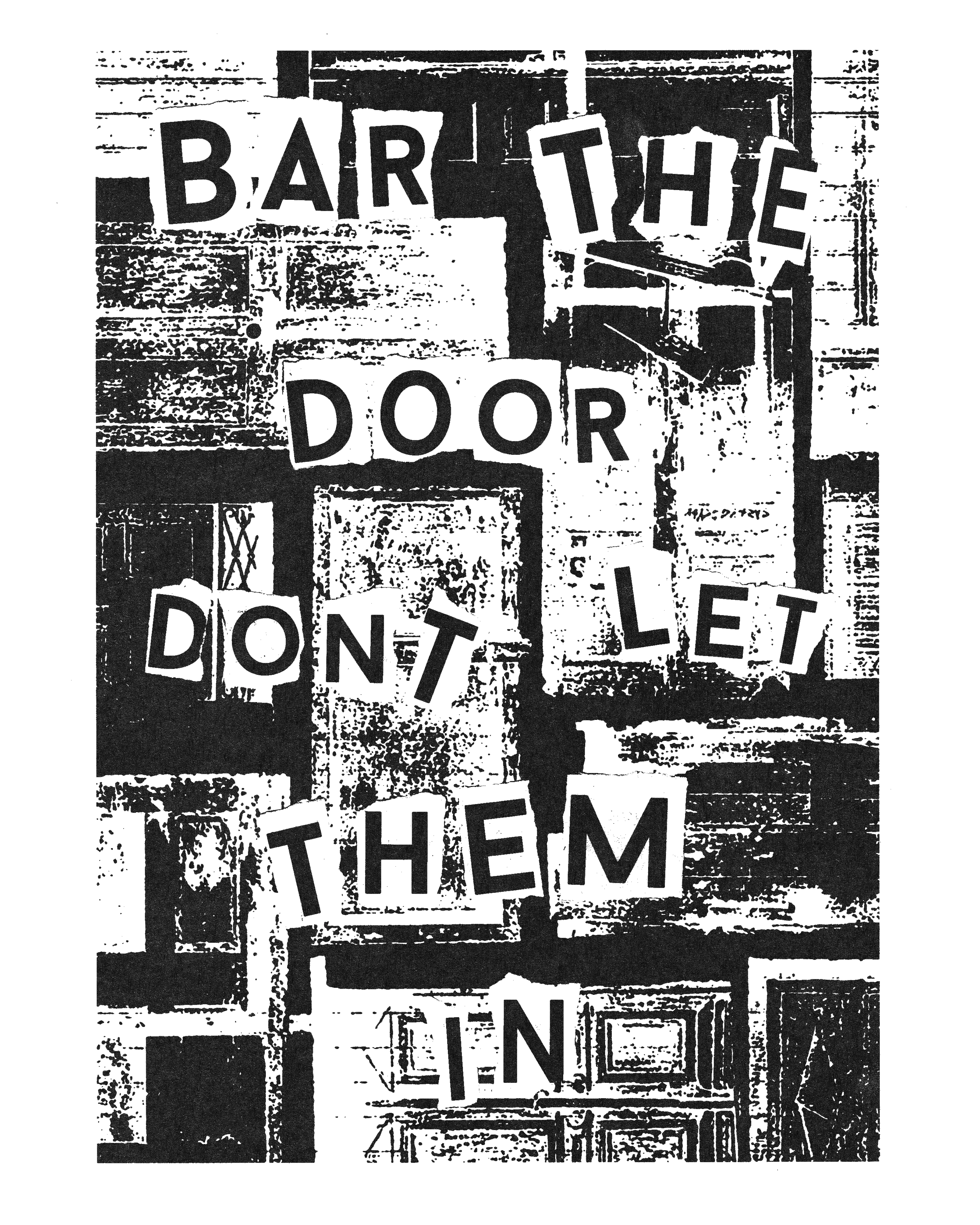 a black and white image of a wall with text