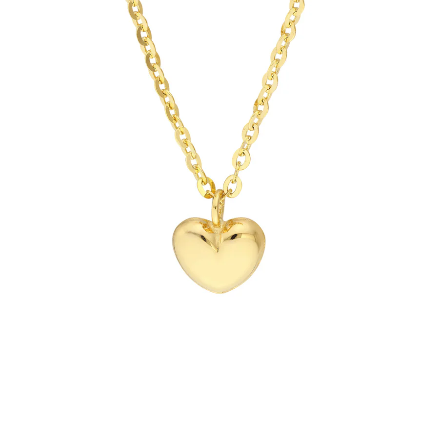 a gold heart necklace with a chain