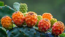 a group of fruit on a cactus