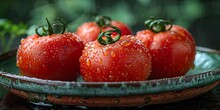 a plate of tomatoes with a spiral on top