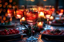 a wine glass with red liquid on a table