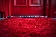 a red carpet on a door