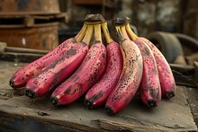 a bunch of red bananas