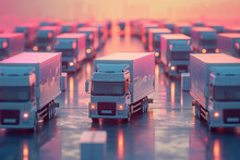 a group of trucks on a road