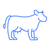 a blue neon cow on a black background