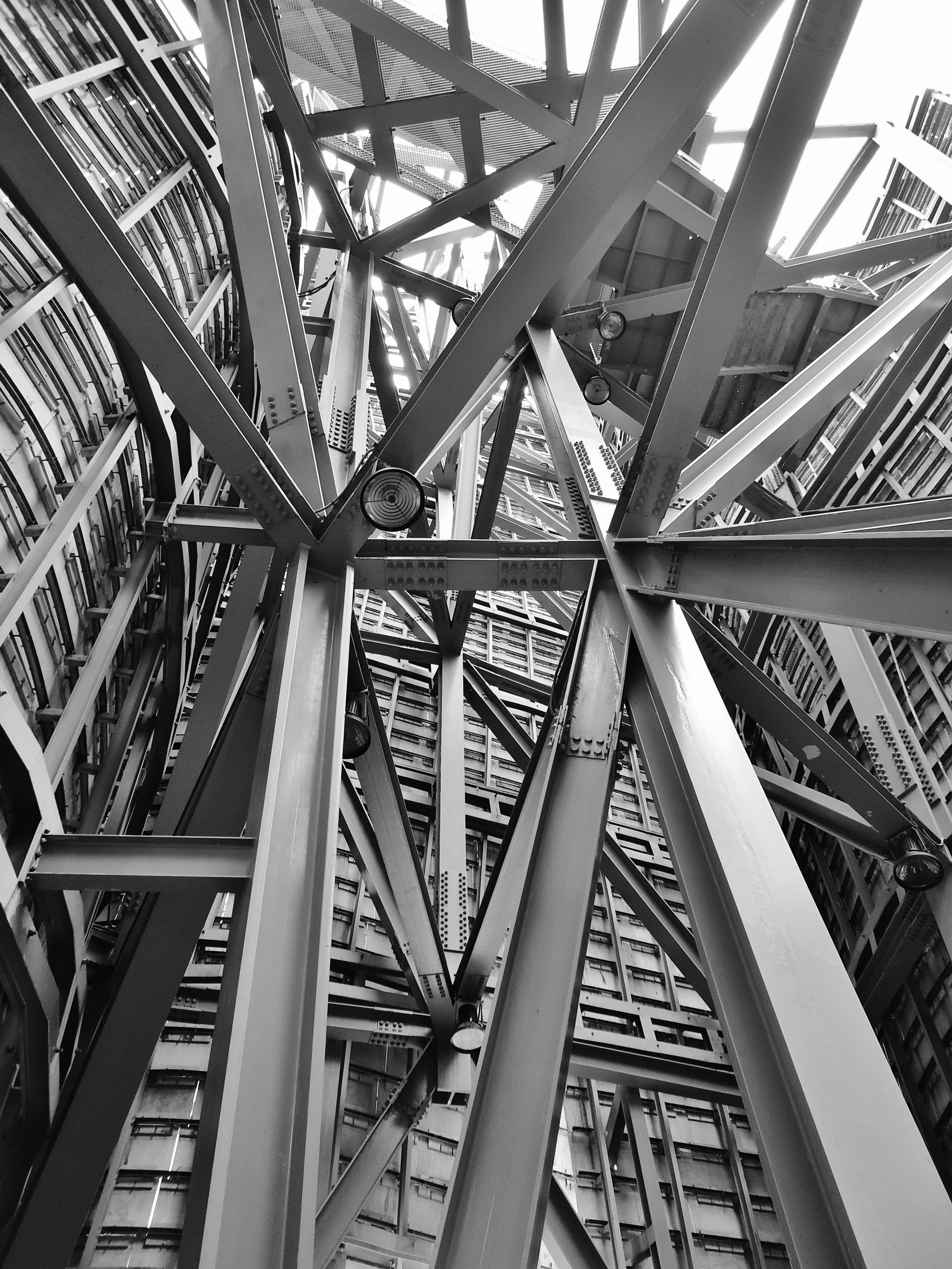 looking up at a steel structure