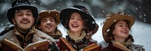 a group of people wearing hats