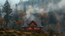 a house with smoke coming out of it