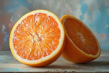 a cut orange on a table